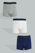 Load image into Gallery viewer, Redtag-Bsr-3-Pc-Pack-Boxer-Short-(Navy/Grey-Mel/White)-Boxers-Senior-Boys-9 to 14 Years