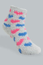 Load image into Gallery viewer, Redtag-Grey-Heart-Jacquard-Fluffy-Socks-365,-Colour:Grey,-Filter:Girls-(2-to-8-Yrs),-Girls-Socks,-IMP,-New-In,-New-In-GIR,-Non-Sale,-Section:Kidswear-Girls-