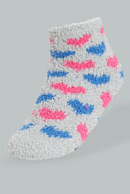 Load image into Gallery viewer, Redtag-Grey-Heart-Jacquard-Fluffy-Socks-365,-Colour:Grey,-Filter:Girls-(2-to-8-Yrs),-Girls-Socks,-IMP,-New-In,-New-In-GIR,-Non-Sale,-Section:Kidswear-Girls-