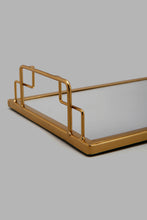 Load image into Gallery viewer, Redtag-Gold-Metal-Mirrored-Rectangular-Tray-Trays-Home-Decor-