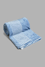 Load image into Gallery viewer, Redtag-Blue-Stripe-Print-Ultra-Soft-Blanket-(Single-Size)-Blankets-Home-Bedroom-