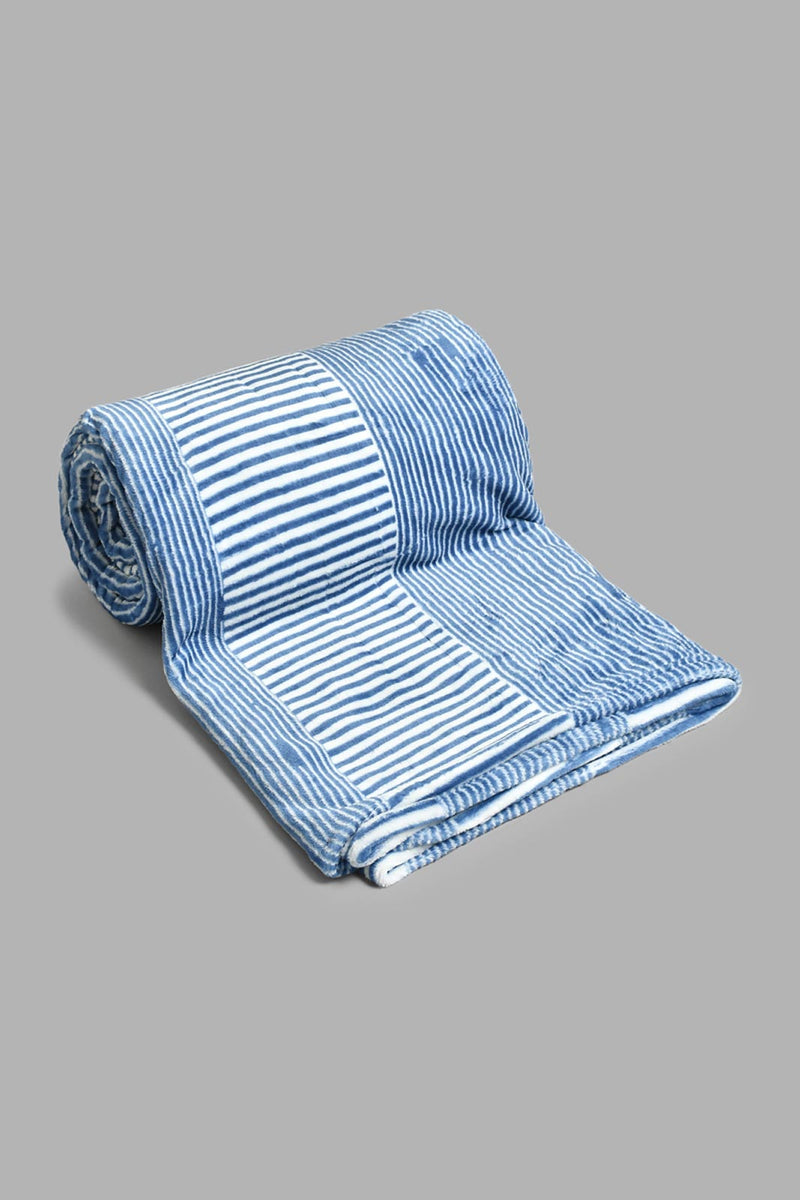 Redtag-Blue-Stripe-Print-Ultra-Soft-Blanket-(Single-Size)-Blankets-Home-Bedroom-