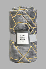 تنزيل الصورة على معرض الصور، Redtag-Grey-Geometric-Foil-Print-Ultra-Soft-Blanket-(Single-Size)-Blankets-Home-Bedroom-