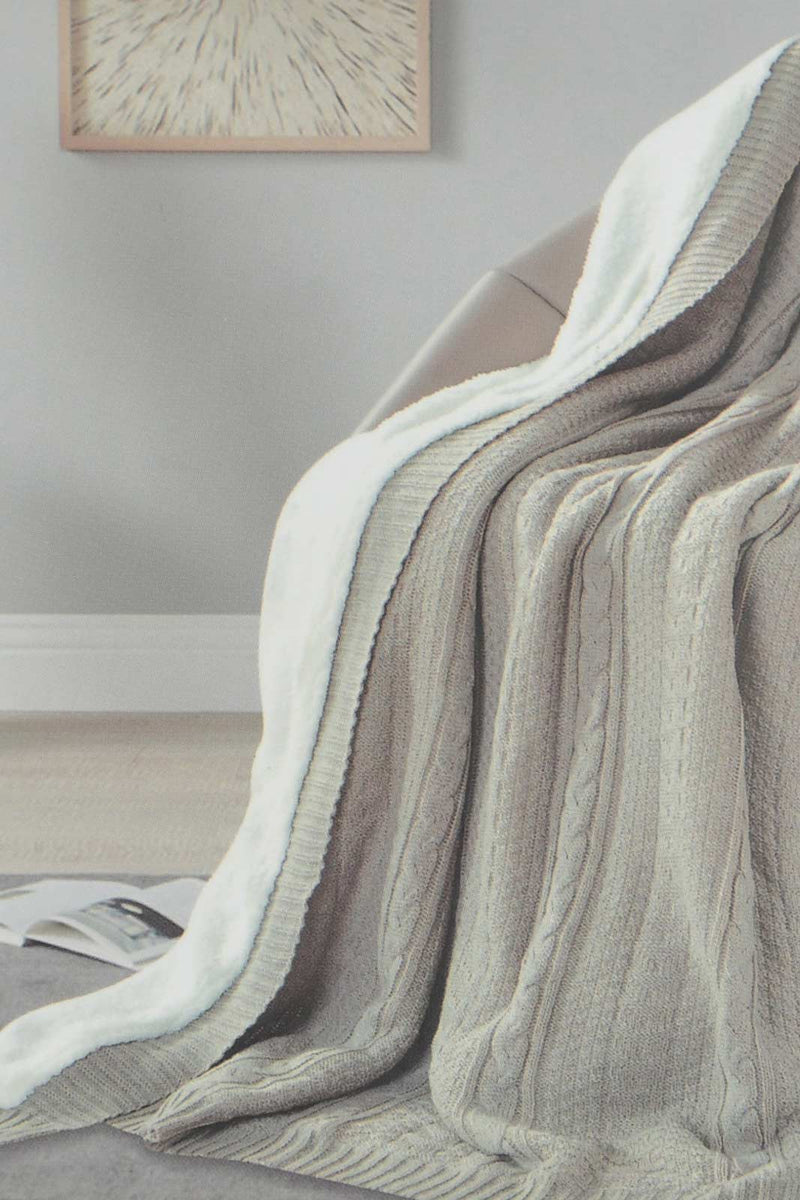 Redtag-Beige-Knit/Sherpa-Reversible-Throw-BED-PHANTASMAGORIA-3,-Colour:Beige,-Filter:Home-Bedroom,-HMW-BED-Throws,-New-In,-New-In-HMW-BED,-Non-Sale,-Section:Homewares,-W21B-Home-Bedroom-