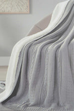 Load image into Gallery viewer, Redtag-Grey-Knit/Sherpa-Reversible-Throw-BED-PHANTASMAGORIA-3,-Colour:Grey,-Filter:Home-Bedroom,-HMW-BED-Throws,-New-In,-New-In-HMW-BED,-Non-Sale,-Section:Homewares,-W21B-Home-Bedroom-