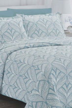 Load image into Gallery viewer, Redtag-Teal-Leaf-3-Piece-Bedspread-Set-
(Double-Size)-BED-PHANTASMAGORIA-2,-Colour:Teal,-Filter:Home-Bedroom,-HMW-BED-Bedspreads,-New-In,-New-In-HMW-BED,-Non-Sale,-Section:Homewares,-W21B-Home-Bedroom-