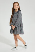 تنزيل الصورة على معرض الصور، Redtag-Assorted-Check-Tiered-Dress-With-Collar-Dresses-Girls-2 to 8 Years