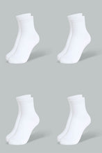 Load image into Gallery viewer, Redtag-White-4Pk-Plain-Crew-Socks-Full-Length-Girls-2 to 8 Years