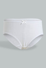 Load image into Gallery viewer, Redtag-White-5-Pc-Pack-1X1-Rib-Plain-Briefs-Boxers-Girls-2 to 8 Years