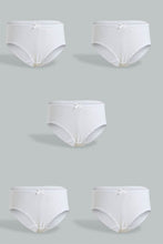 Load image into Gallery viewer, Redtag-White-5-Pc-Pack-1X1-Rib-Plain-Briefs-Boxers-Girls-2 to 8 Years