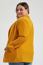 Load image into Gallery viewer, Redtag-Striped-Jacket-Colour:Mustard,-Deals:20%OFF,-Filter:Plus-Size,-LDP-Jackets,-New-In,-New-In-LDP,-Non-Sale,-Section:Women,-W21B-Women's-