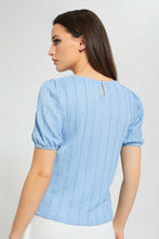 تنزيل الصورة على معرض الصور، Redtag-Blue-Textured-Top-Tops-Women's-0