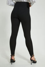 تنزيل الصورة على معرض الصور، Redtag-Black-Textured-Legging-With-Metal-Trim-Leggings-Women's-0