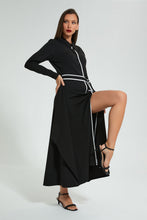 تنزيل الصورة على معرض الصور، Redtag-Black-Long-Dress-With-Contrast-Piping-Celebrity-Dresses,-Colour:Black,-Filter:Women's-Clothing,-New-In,-New-In-LDC,-Non-Sale,-S22A,-Section:Women-Women's-