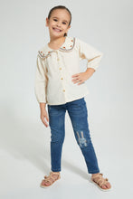 تنزيل الصورة على معرض الصور، Redtag-Cream-Embroideredroided-Collar-Blouse-Blouses-Girls-2 to 8 Years