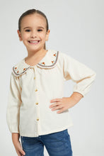 تنزيل الصورة على معرض الصور، Redtag-Cream-Embroideredroided-Collar-Blouse-Blouses-Girls-2 to 8 Years