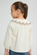 تنزيل الصورة على معرض الصور، Redtag-Cream-Embroideredroided-Collar-Blouse-Blouses-Girls-2 to 8 Years