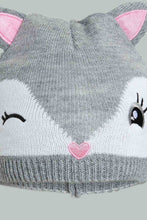 تنزيل الصورة على معرض الصور، Redtag-Beige-And-Grey-Embelished-Set-Of-2-Knitted-Cap-Beanies-Girls-