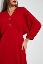 Load image into Gallery viewer, Redtag-Red-Knee-Length-Dress-Dresses-Women's-