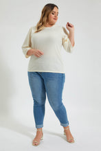 Load image into Gallery viewer, Redtag-Ivory-Textured-Top-Colour:Ivory,-Deals:20%OFF,-Filter:Plus-Size,-LDP-T-Shirts,-New-In,-New-In-LDP,-Non-Sale,-Section:Women,-W21B-Women's-