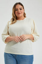 Load image into Gallery viewer, Redtag-Ivory-Textured-Top-Colour:Ivory,-Deals:20%OFF,-Filter:Plus-Size,-LDP-T-Shirts,-New-In,-New-In-LDP,-Non-Sale,-Section:Women,-W21B-Women's-