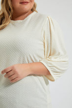 Load image into Gallery viewer, Redtag-Ivory-Textured-Top-Colour:Ivory,-Deals:20%OFF,-Filter:Plus-Size,-LDP-T-Shirts,-New-In,-New-In-LDP,-Non-Sale,-Section:Women,-W21B-Women's-