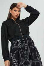 Load image into Gallery viewer, Redtag-Black-Bomber-Jacket-Celebrity-Jackets,-Colour:Black,-Filter:Women's-Clothing,-New-In,-New-In-LDC,-Non-Sale,-S22B,-Section:Women-Women's-