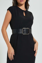 Load image into Gallery viewer, Redtag-Black-Dress-With-Wide-Belt-Dresses-Women's-