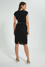 Load image into Gallery viewer, Redtag-Black-Dress-With-Wide-Belt-Dresses-Women's-