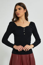 Load image into Gallery viewer, Redtag-Black-Sweetheart-Neck-Top-Ponchos-Women's-