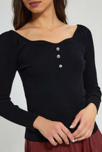 Load image into Gallery viewer, Redtag-Black-Sweetheart-Neck-Top-Ponchos-Women's-