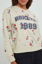 Load image into Gallery viewer, Redtag-Olive-Printed-Lurex-SweaT-Shirt-Sweatshirts-Women's-0