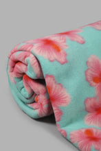 Load image into Gallery viewer, Redtag-Teal-Floral-Printed-Single-Fleece-Blanket-0,-Colour:Teal,-Filter:Home-Bedroom,-HMW-BED-Blankets,-New-In,-New-In-HMW-BED,-Non-Sale,-S22A,-Section:Homewares-Home-Bedroom-