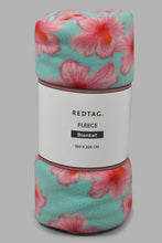 Load image into Gallery viewer, Redtag-Teal-Floral-Printed-Single-Fleece-Blanket-0,-Colour:Teal,-Filter:Home-Bedroom,-HMW-BED-Blankets,-New-In,-New-In-HMW-BED,-Non-Sale,-S22A,-Section:Homewares-Home-Bedroom-