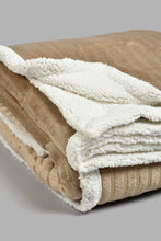 تنزيل الصورة على معرض الصور، Redtag-Beige-Stripe-Reversible-Blanket-(Single-Size)-Blankets-Home-Bedroom-
