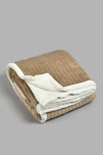 تنزيل الصورة على معرض الصور، Redtag-Beige-Stripe-Reversible-Blanket-(Double-Size)-Blankets-Home-Bedroom-