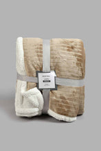 تنزيل الصورة على معرض الصور، Redtag-Beige-Stripe-Reversible-Blanket-(Double-Size)-Blankets-Home-Bedroom-