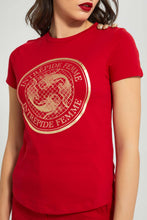 تنزيل الصورة على معرض الصور، Redtag-Red-T-Shirt-With-Artwork-Graphic-Prints-Women's-0