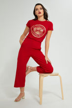تنزيل الصورة على معرض الصور، Redtag-Red-T-Shirt-With-Artwork-Graphic-Prints-Women's-0