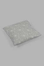تنزيل الصورة على معرض الصور، Redtag-Grey-Floral-Jacquard-Cushion-Cushions-Home-Bedroom-
