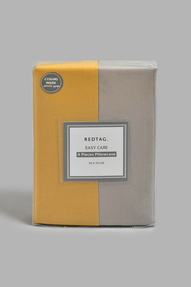 Redtag-Beige/Yellow-Pillowcase-4-Piece-Set-Pillowcases-Home-Bedroom-