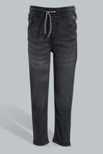 تنزيل الصورة على معرض الصور، Redtag-Dark-Grey-Elasticated-Waist-Jean-Jeans-Pull-On-Boys-2 to 8 Years