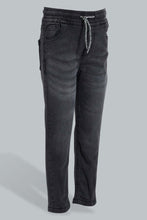 تنزيل الصورة على معرض الصور، Redtag-Dark-Grey-Elasticated-Waist-Jean-Jeans-Pull-On-Boys-2 to 8 Years