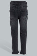 تنزيل الصورة على معرض الصور، Redtag-Dark-Grey-Elasticated-Waist-Jean-Jeans-Pull-On-Boys-2 to 8 Years