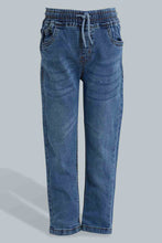 تنزيل الصورة على معرض الصور، Redtag-Stone-Wash-Elasticated-Waist-Jean-Jeans-Pull-On-Boys-2 to 8 Years