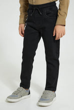 Load image into Gallery viewer, Redtag-Black-Elasticated-Waist-Jean-Jeans-Slim-Fit-Boys-2 to 8 Years