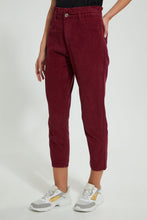 Load image into Gallery viewer, Redtag-Burgundy-Baggy-Fit-Corduroy-Jeans-Women's-