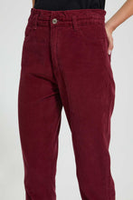 Load image into Gallery viewer, Redtag-Burgundy-Baggy-Fit-Corduroy-Jeans-Women's-