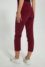 Load image into Gallery viewer, Redtag-Burgundy-Baggy-Fit-Corduroy-Jeans-Women's-