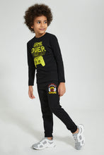 Load image into Gallery viewer, Redtag-Black-Jogpant-With-Print-Joggers-Boys-2 to 8 Years